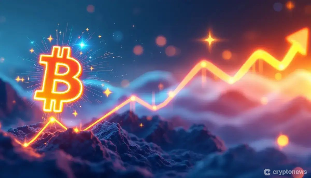 altテキスト 米国株価上昇とビットコイン価格高騰を示す抽象的なイメージ
