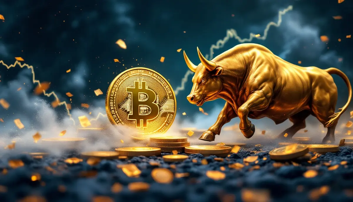 金の価格上昇とビットコインへの資金流入を示すイメージ
