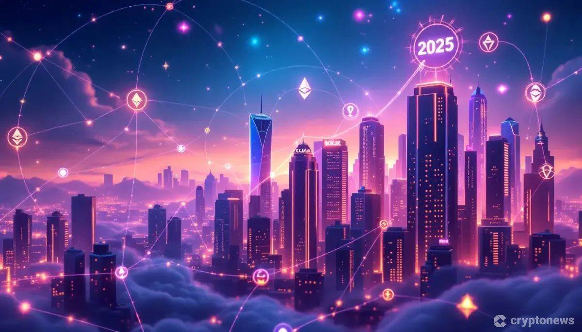 2025年のアルトコイン市場の成長を示す未来的な都市景観と、Solaxy(SOLX)ロゴの上昇