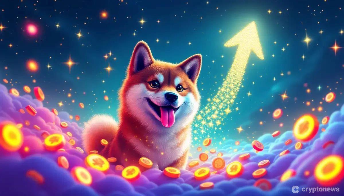 柴犬コインの価格上昇を示すデジタルイメージ