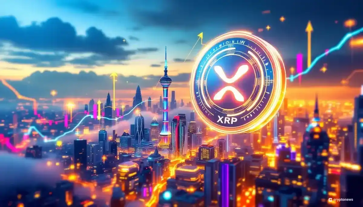 XRPコインと仮想通貨市場の上昇を示すグラフのイメージ