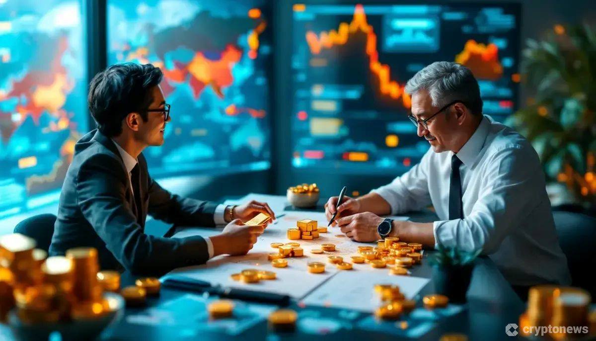 アジアの富裕層顧客が金や仮想通貨、中国市場への投資を検討している場面