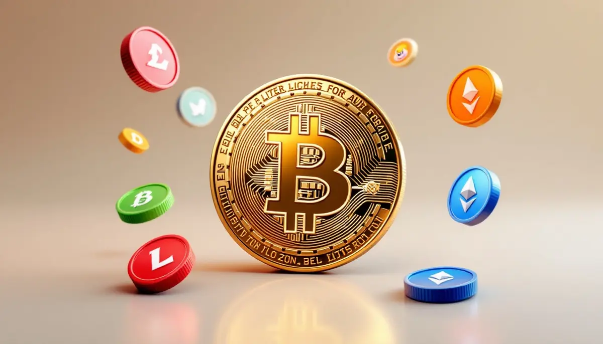 ビットコインとアルトコインが並ぶデジタルイメージ