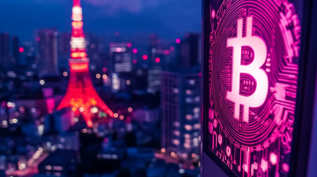 紫色の巨大なビットコイン広告