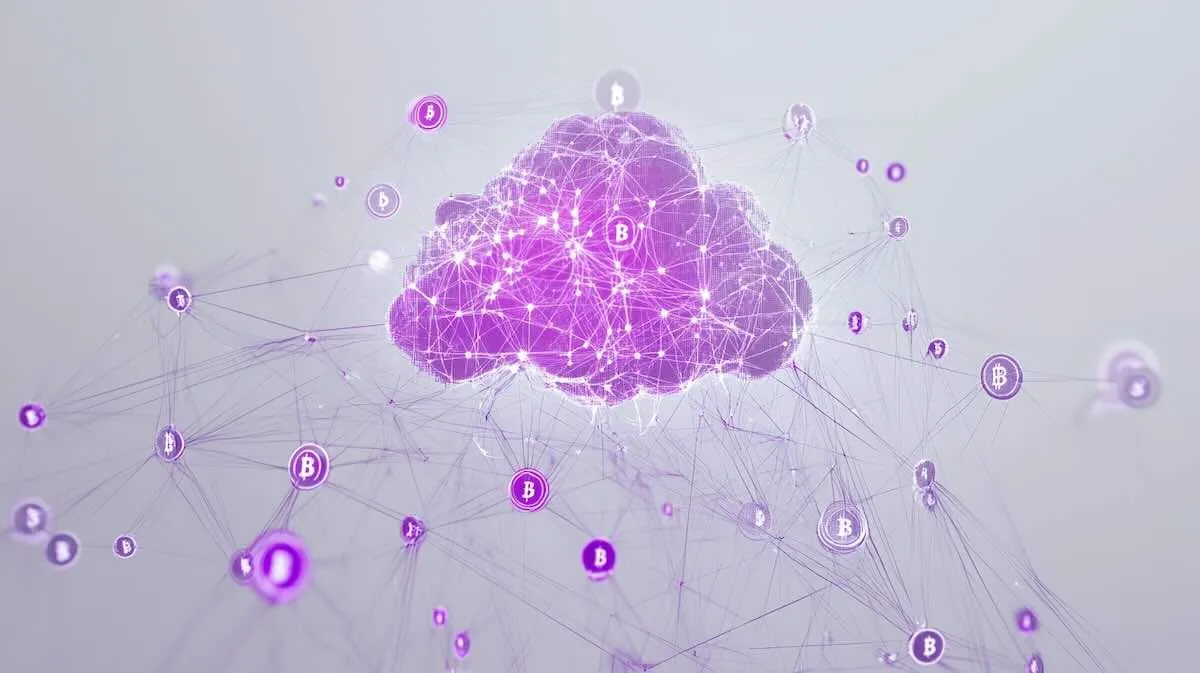 雲とビットコインが繋がっているイメージ