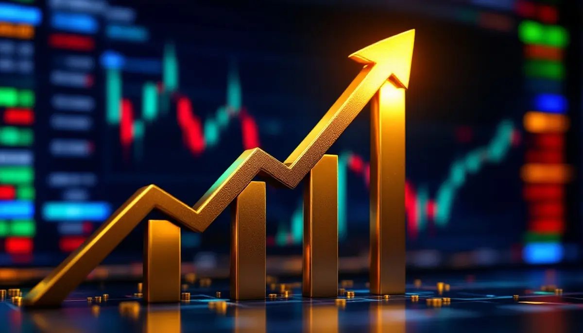 上昇する仮想通貨チャートと取引画面のイメージ