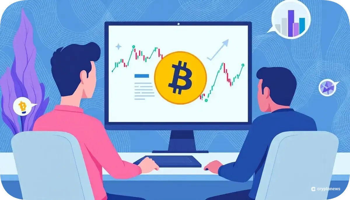ビットコインETFの下落チャートを見つめる機関投資家のイメージ