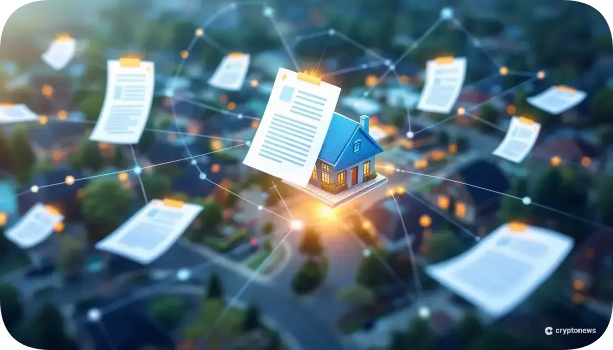 ブロックチェーン技術で管理される不動産証書のデジタル化イメージ