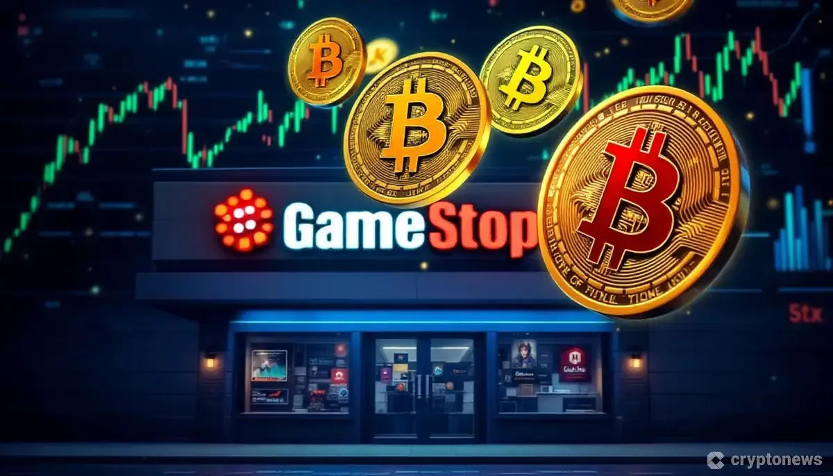 ゲームストップのビットコイン投資を表現したデジタル画像