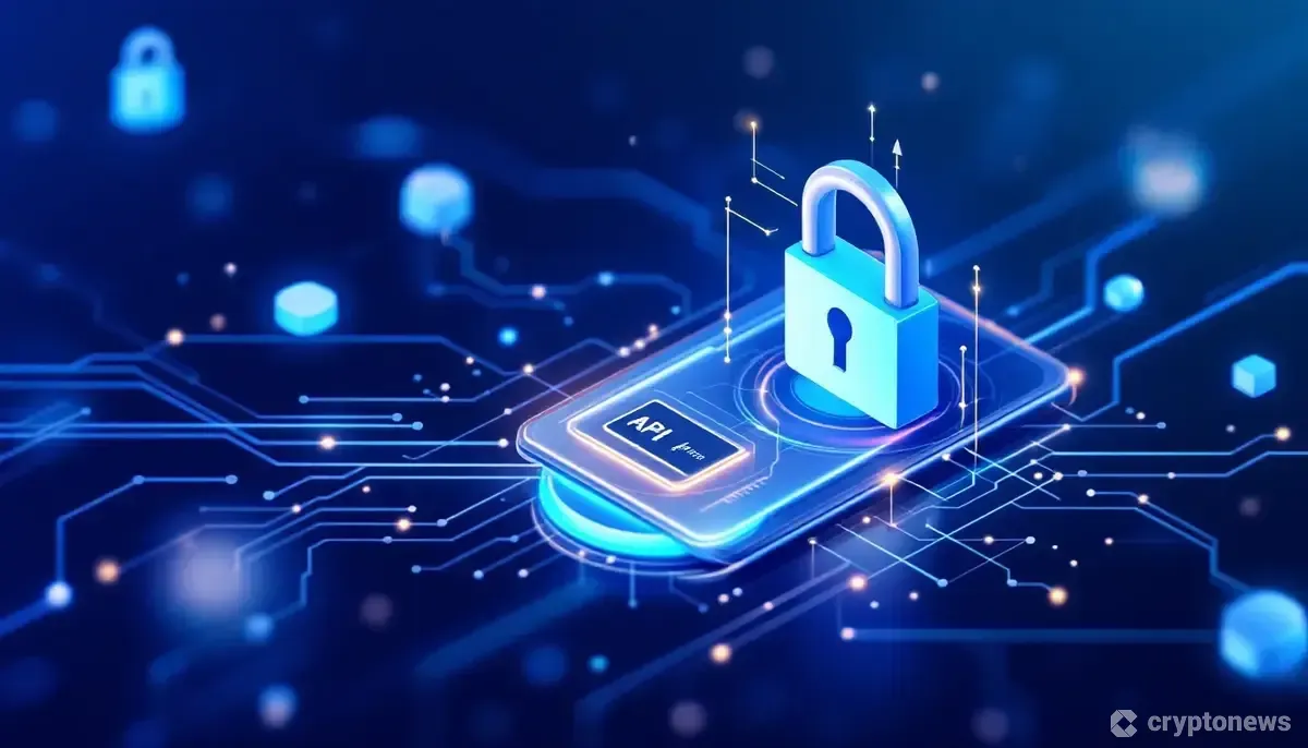セキュアなAPI接続を示すモダンな仮想通貨ウォレットインターフェース