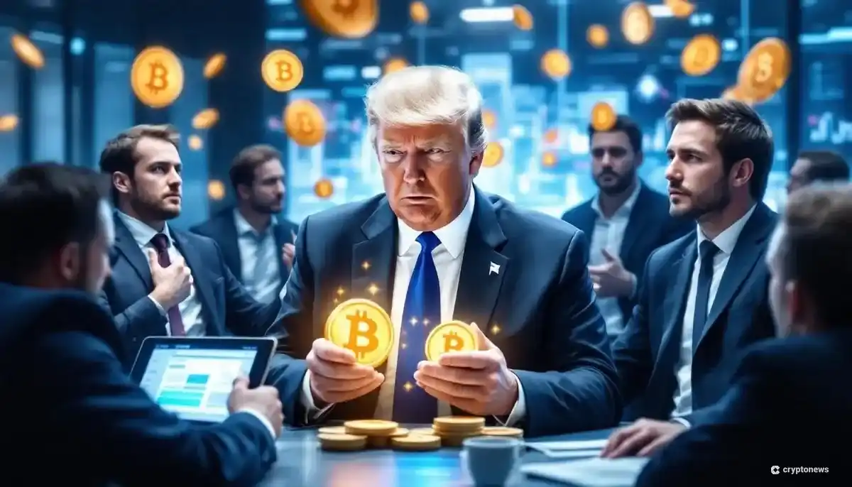 トランプブランドのデジタルウォレットと混乱する投資家のイメージ