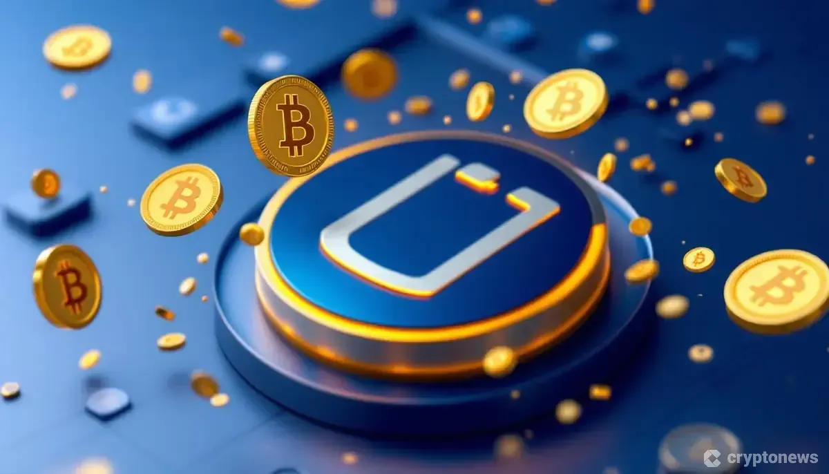ウーバーのロゴと仮想通貨シンボルが表示されたデジタル決済インターフェース