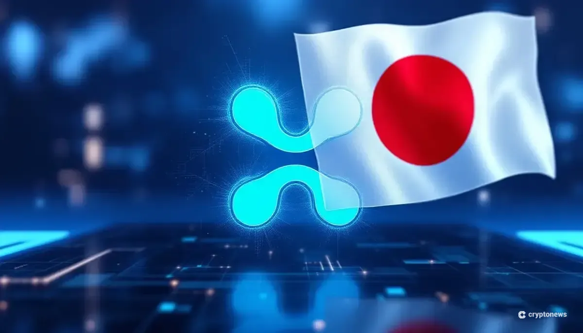 リップルと日本の提携を象徴するデジタルイメージ