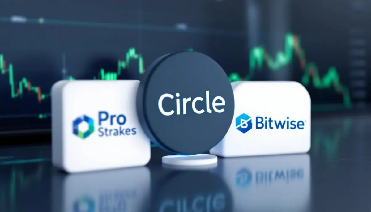Circle社のロゴと株価チャートが描かれた金融系イメージ