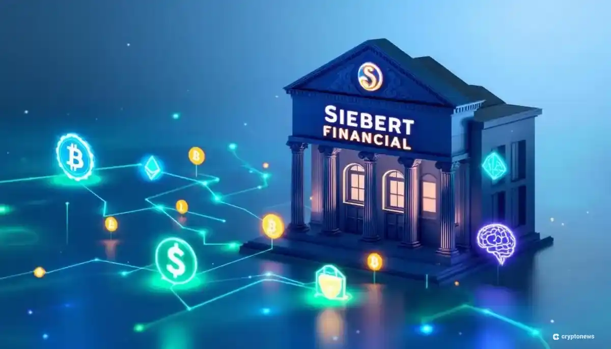 伝統的な金融と仮想通貨、AI技術の融合を象徴する画像