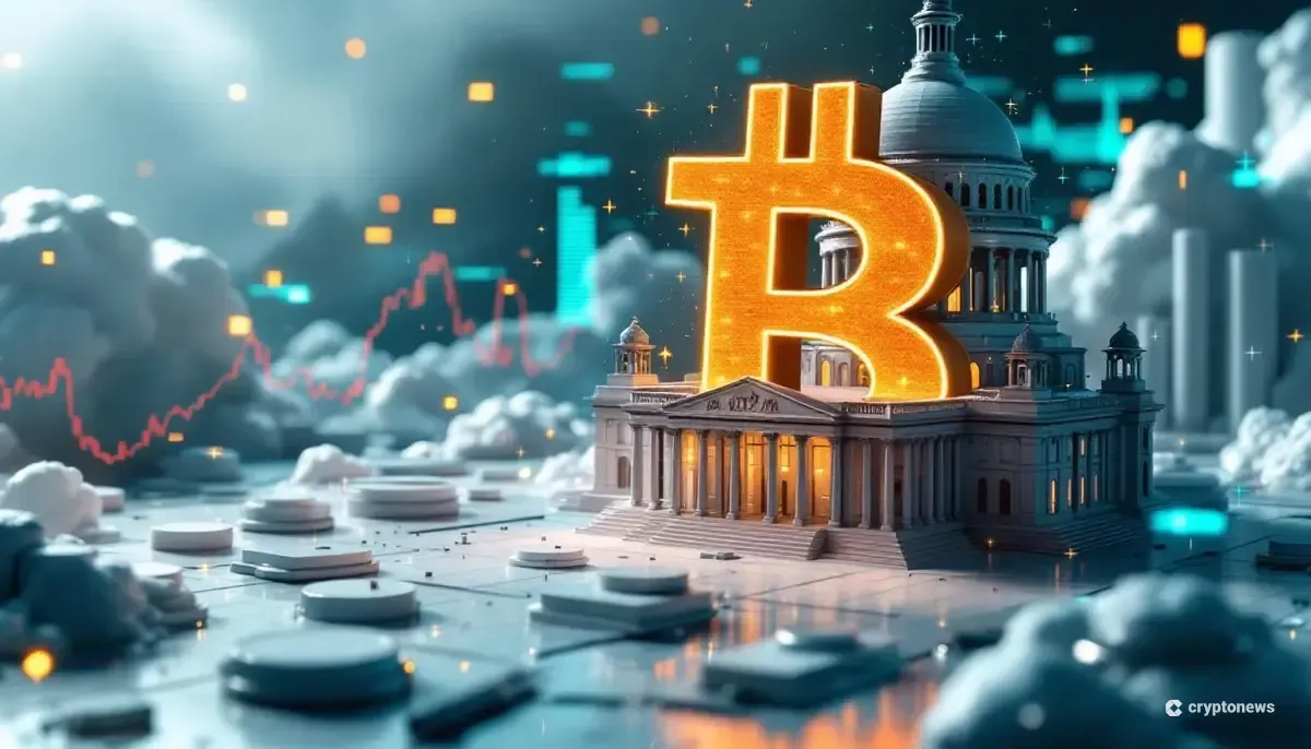 中央集権的な組織に吸収されていくビットコインのシンボルを表す3Dイラスト