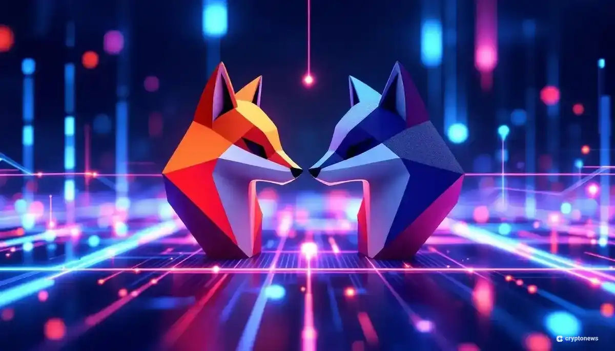 MetaMaskとLineaのロゴが連携する未来的なイメージ