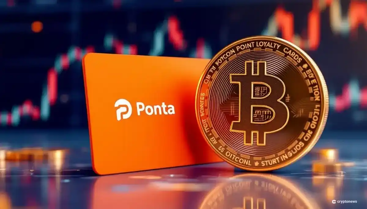 Pontaカードとビットコインのシンボルが並んだ、仮想通貨取引サービスのイメージ画像