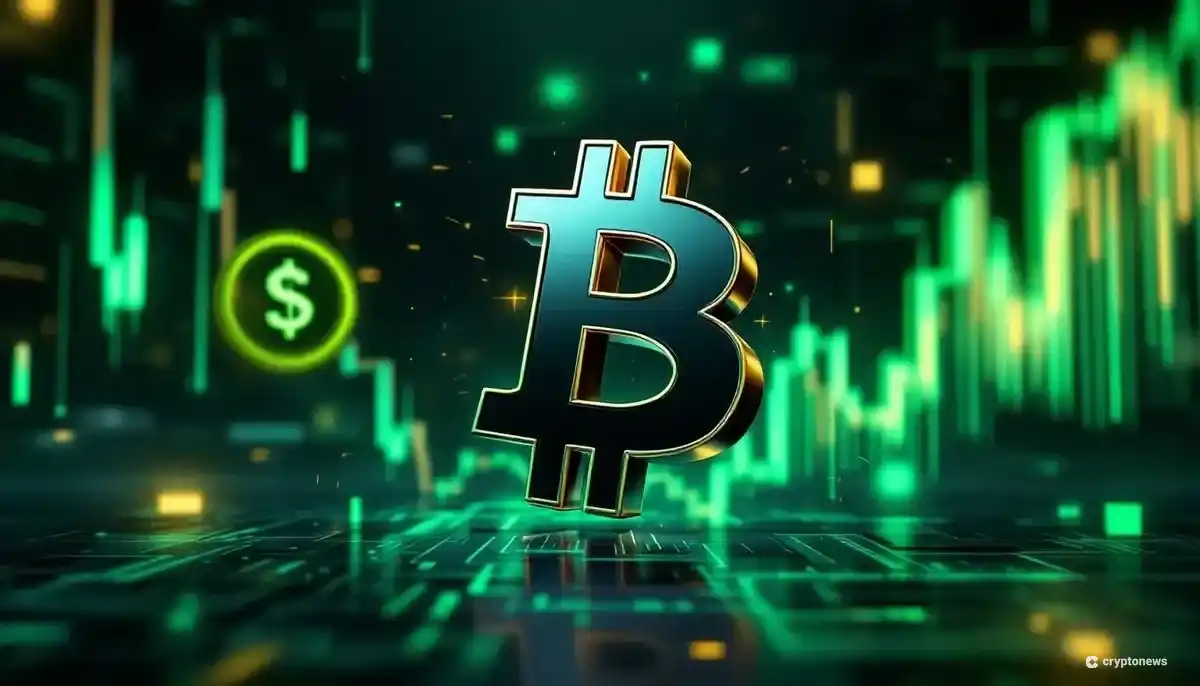 ビットコイン価格の上昇を示すグラフとシンボル