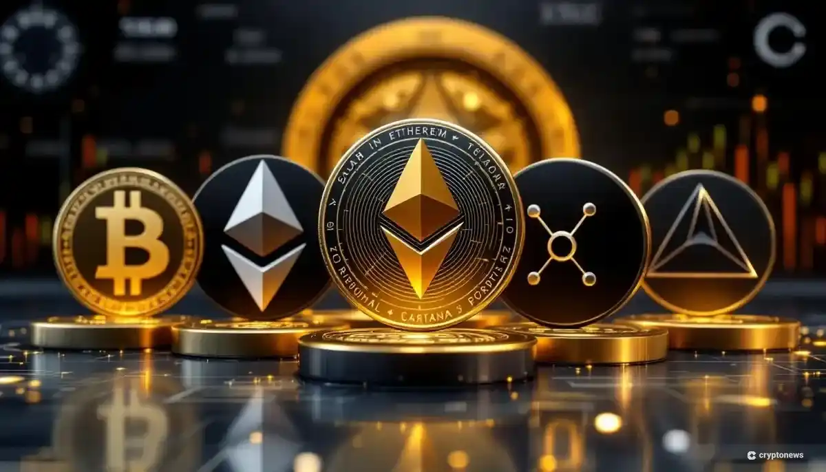 SECに承認されたグレースケールの複数仮想通貨現物ETFを象徴する、ビットコインやイーサリアムなどのロゴ