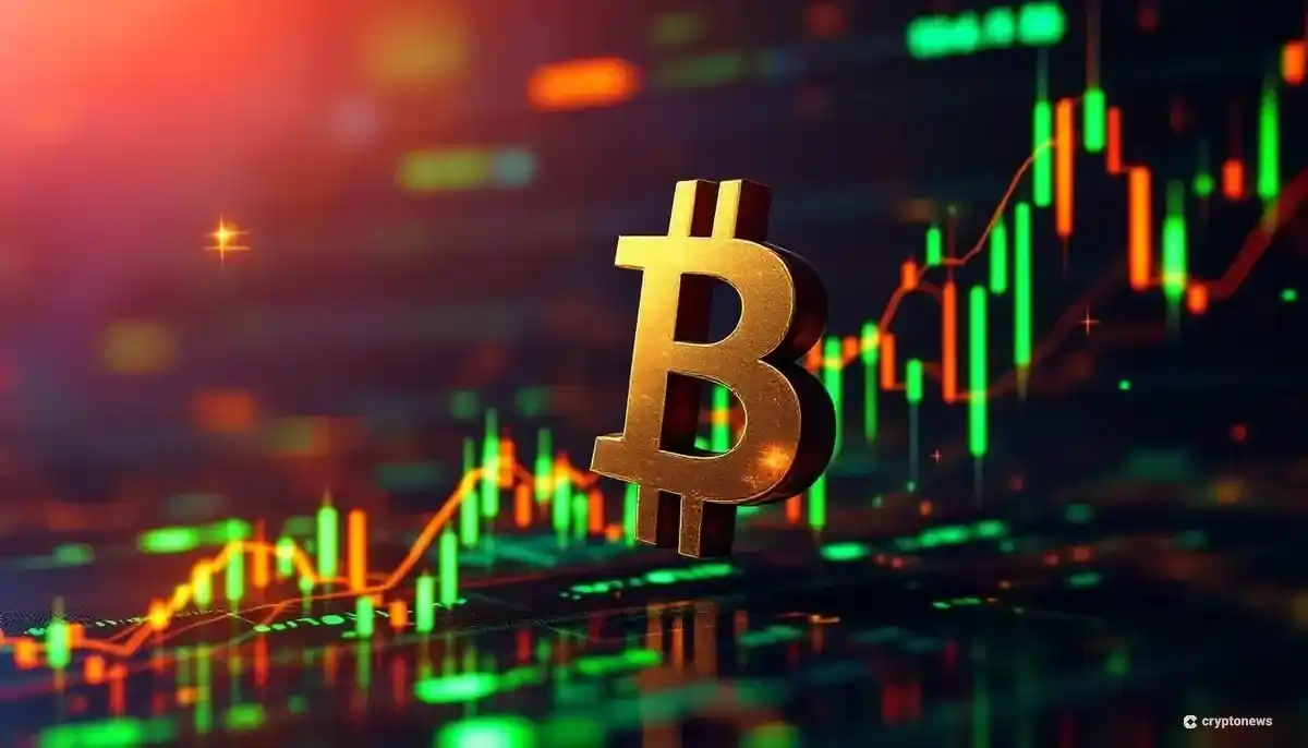 ビットコインの価格上昇を示すデジタルグラフとシンボル