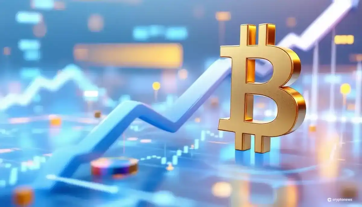 リミックスポイントのロゴとビットコインのシンボルが並んだ未来的な金融チャートの画像。