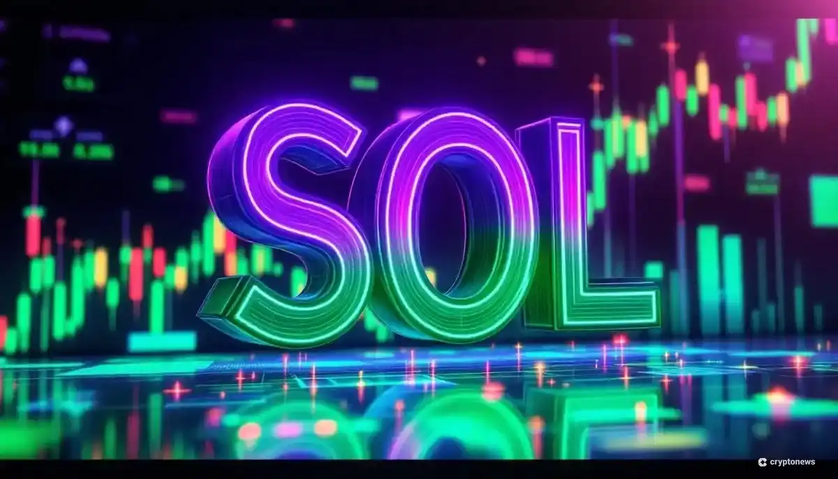 ナスダック上場企業Upexiによるソラナ（SOL）追加購入のニュースを示す、上昇するグラフとソラナのロゴ