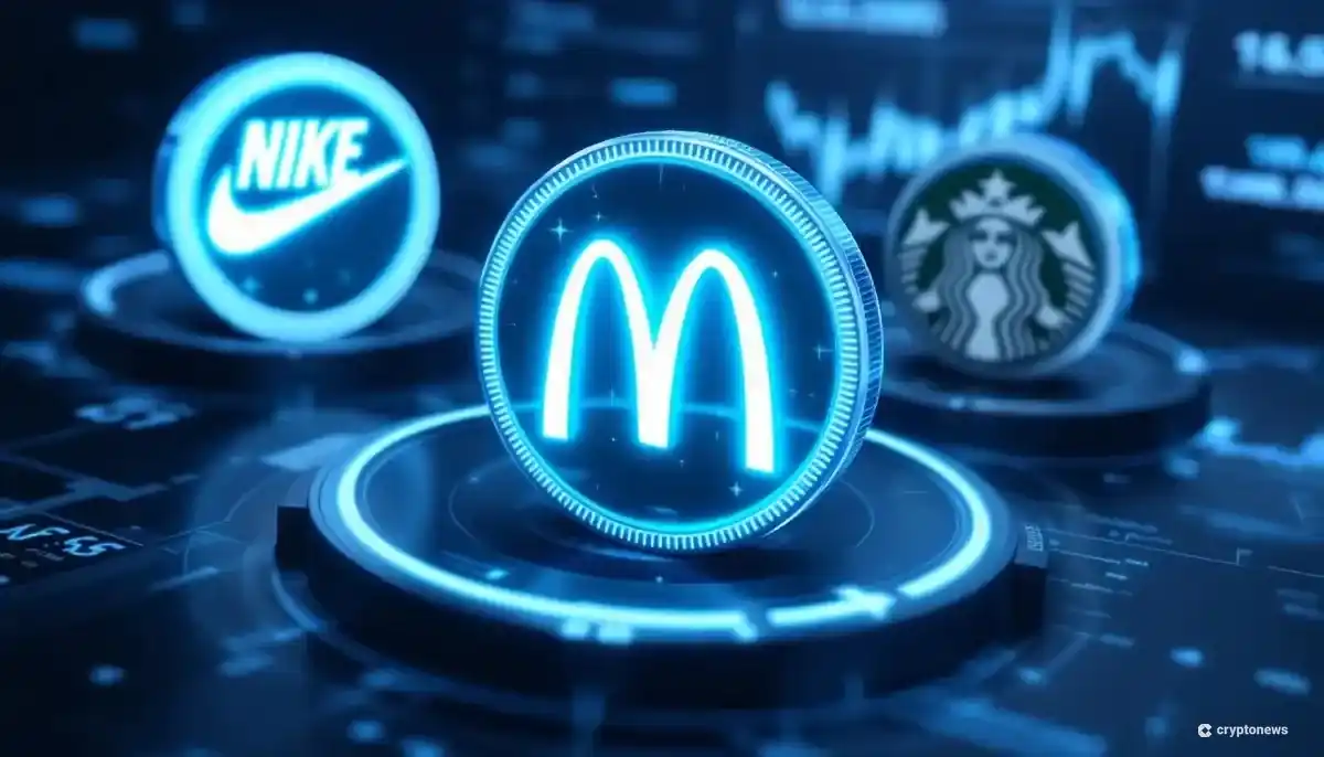 ジェミナイが提供するトークン化株式のイメージ。ナイキやマクドナルドのロゴがデジタルに表現されている
