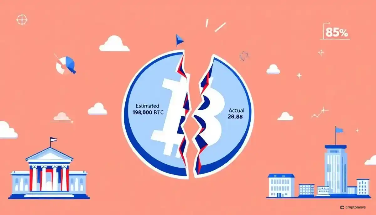 米国政府とビットコイン保有量の食い違いを示すイラスト