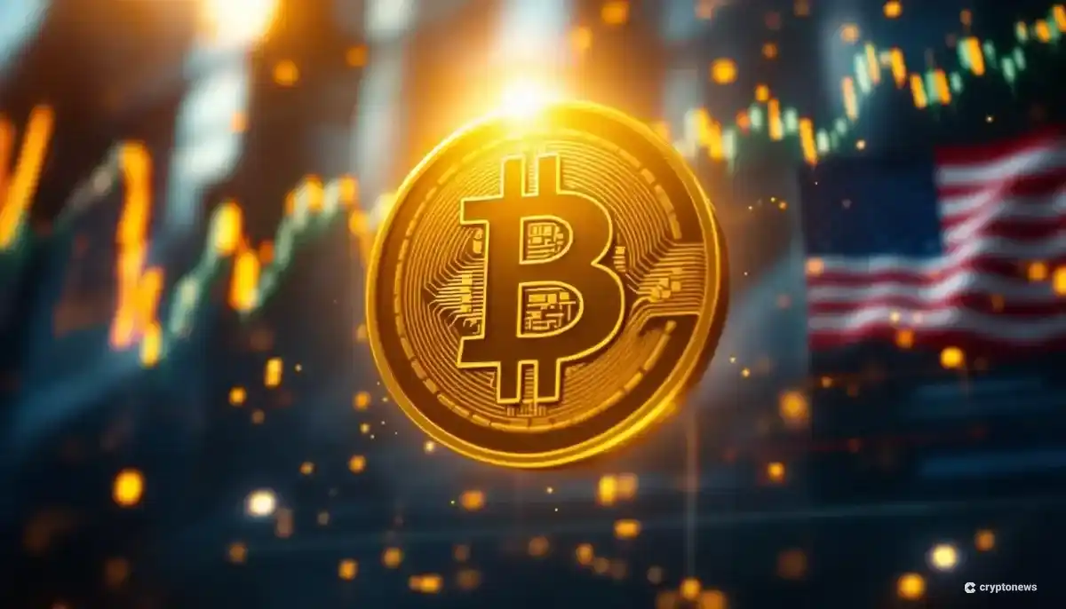 トランプ・メディアのロゴとビットコインのシンボルが融合した、企業の財務戦略を示すイラスト