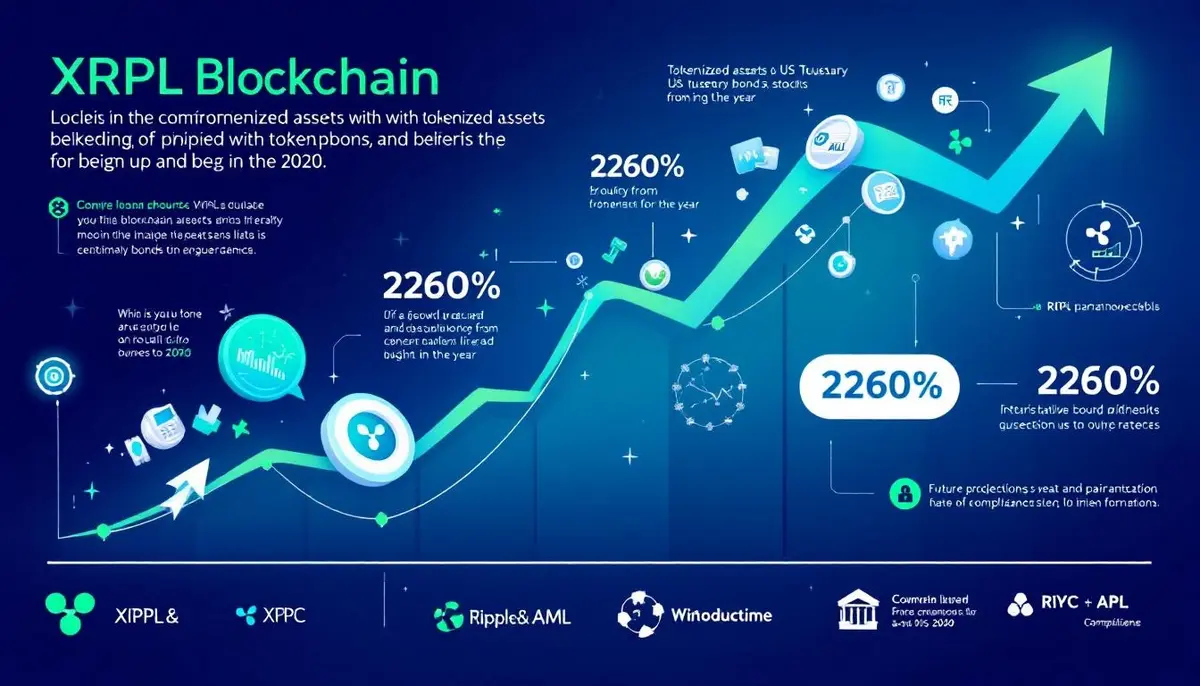 XRPレジャー上でトークン化された不動産や国債などの現実資産を表すイラスト
