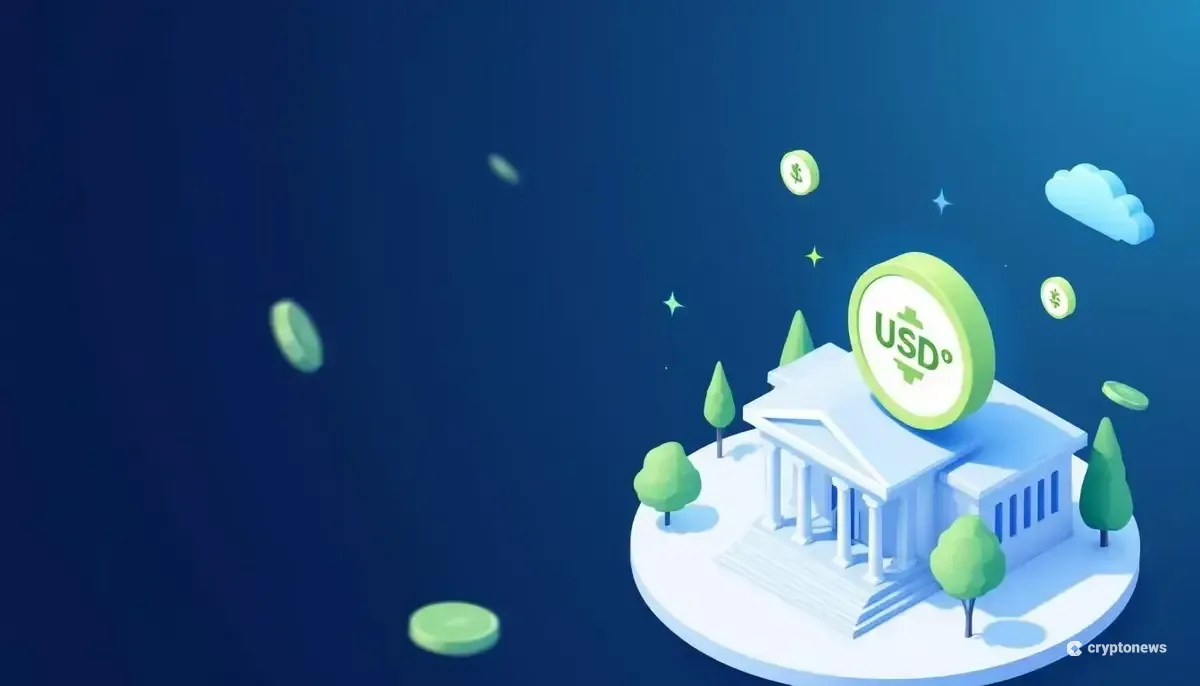 ソラナブロックチェーン上で規制に準拠したステーブルコインUSD'を象徴するイラスト