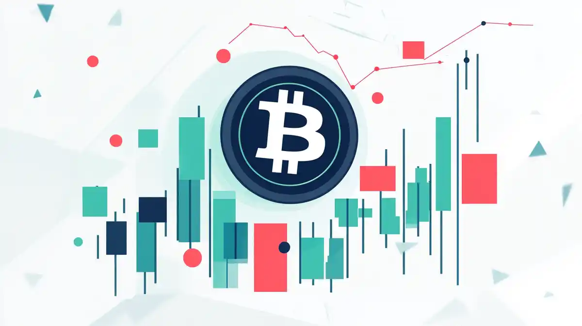 ビットコインとXRPのチャートを示すフラットデザインのイラスト。健全な調整を表している。