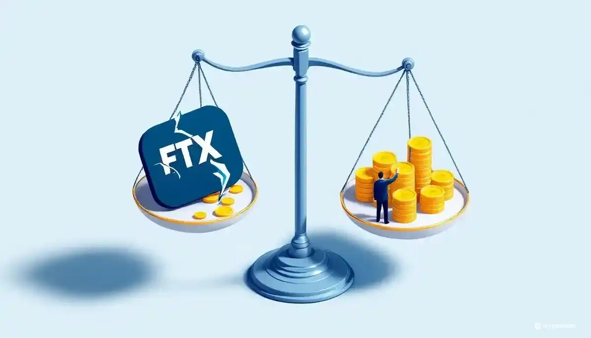 FTXの破産手続きにおける資金分配を象徴する天秤のイラスト