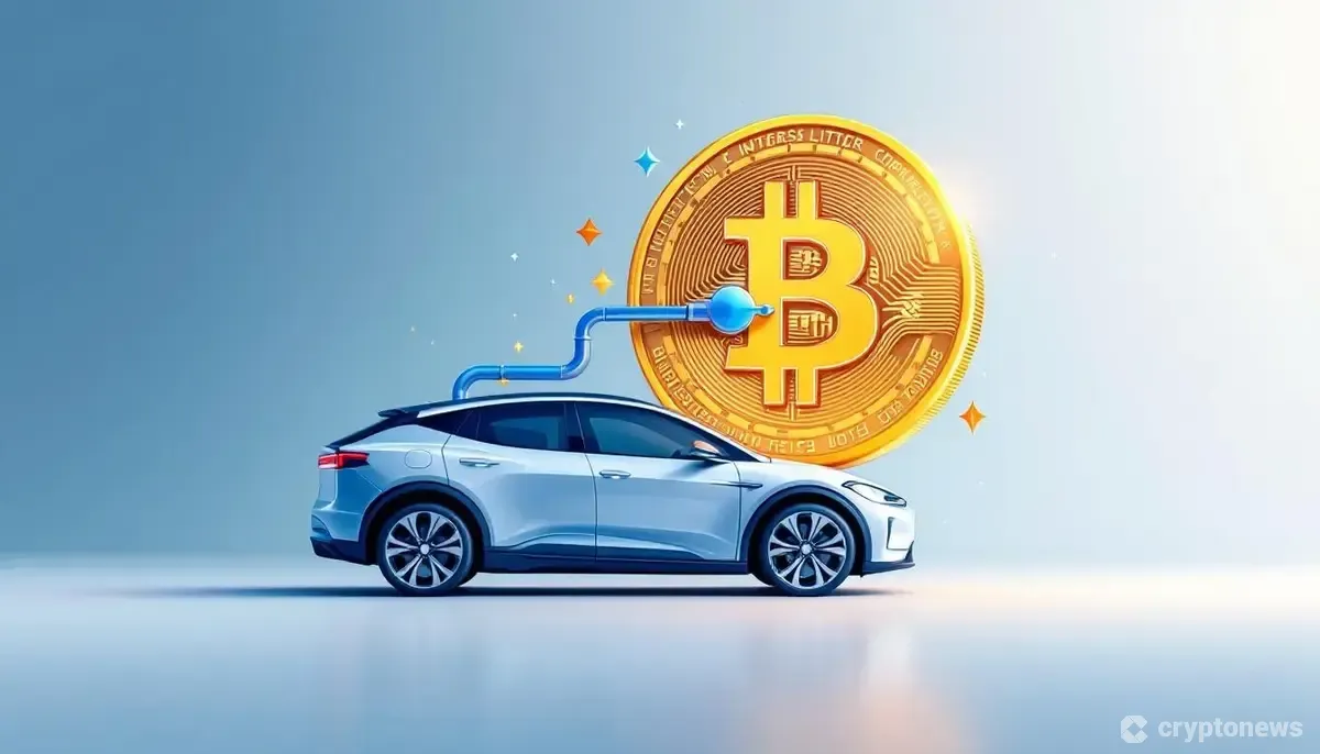 ビットコインへの戦略転換を象徴する電気自動車のイラスト