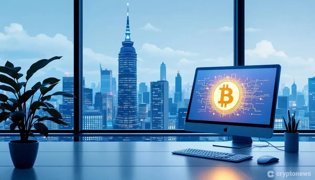 クアンタムソリューションズによるビットコイン取得戦略を示すオフィスとデジタルのイメージ