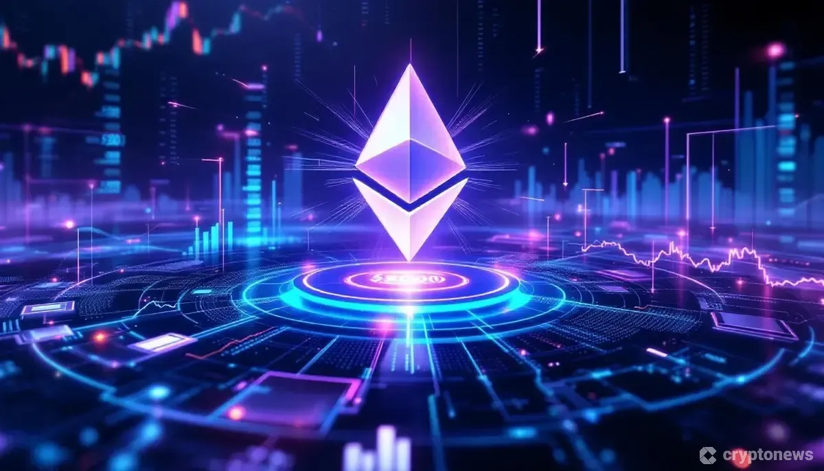 世界的な流動性の流れ込みを背景に8,000ドルを目指して高騰するイーサリアムの抽象的なイラスト