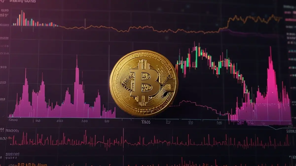 ビットコインと紫のチャート