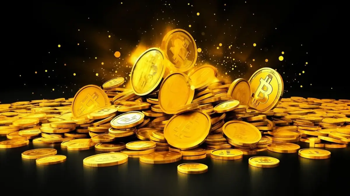 輝く仮想通貨の山