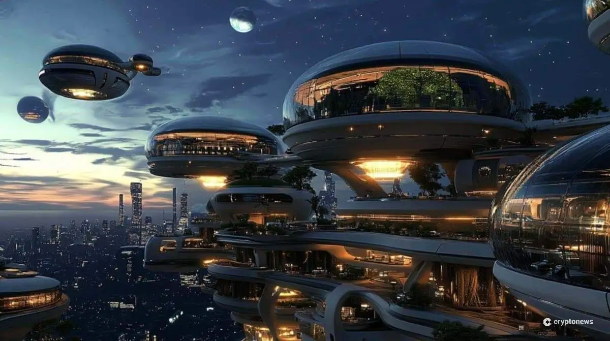 球体状の居住スペースが連なる未来的な高層マンション