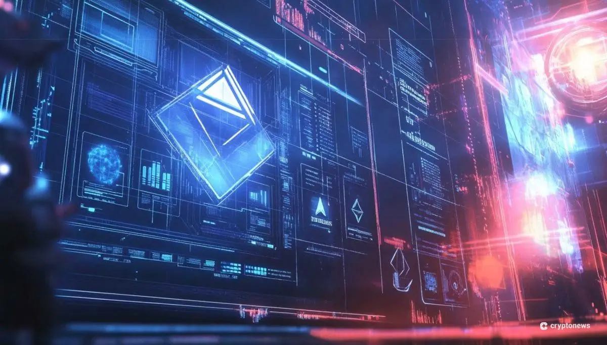 巨大なイーサリアムのロゴが浮き出たスクリーン