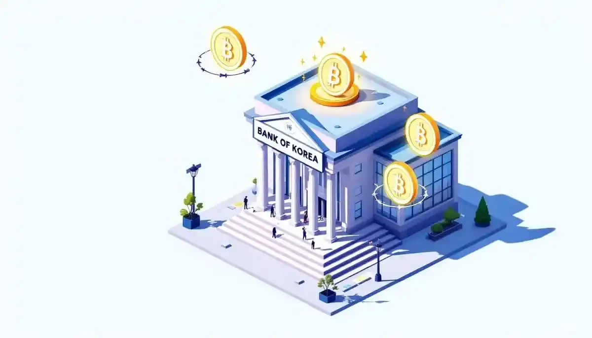 大阪取引所と仮想通貨のネットワークが融合した、未来的な金融市場を示すイラスト