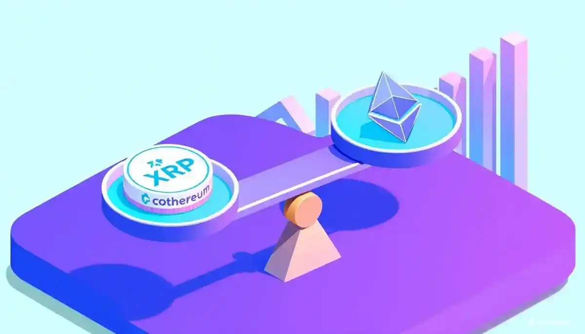 天秤に乗ったXRPとイーサリアムのコイン