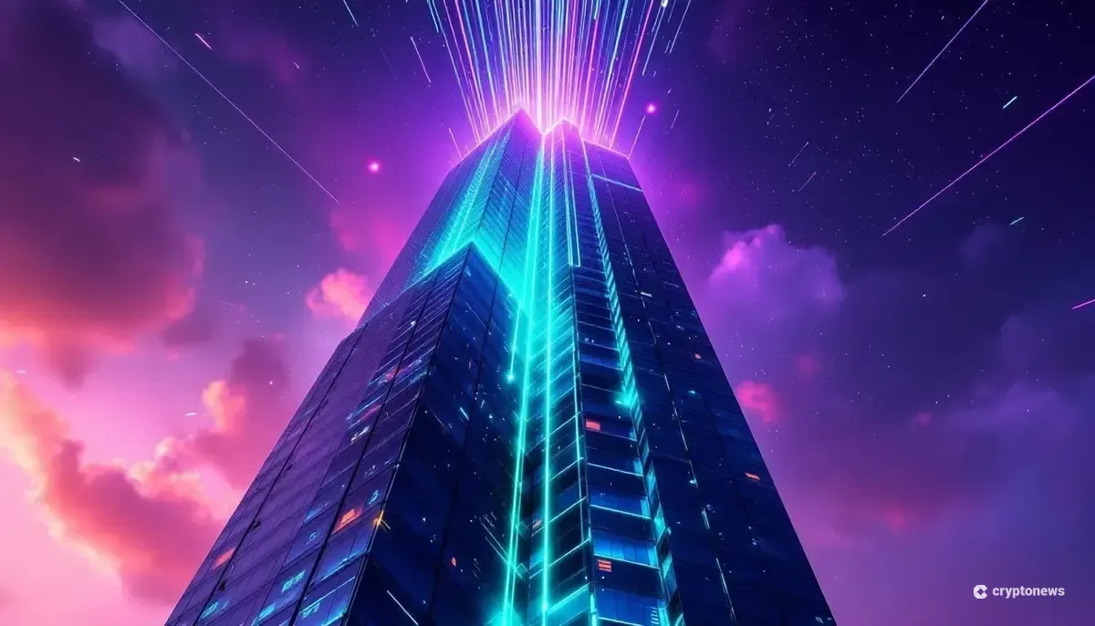 ソラナブロックチェーンに変化する近代的な高層ビル