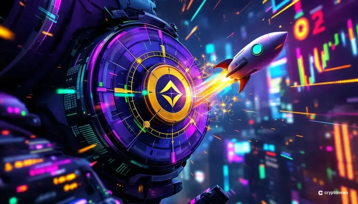 仮想通貨ウォレットPhantomがミームコイン取引プラットフォームSolsniperを買収したことを象徴する未来的な画像