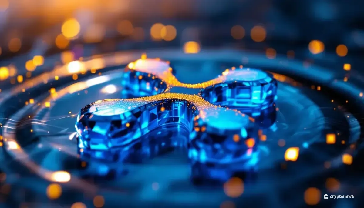 SECとの和解を受けて急騰するリップル(XRP)の今後を象徴する未来的なデジタルアート