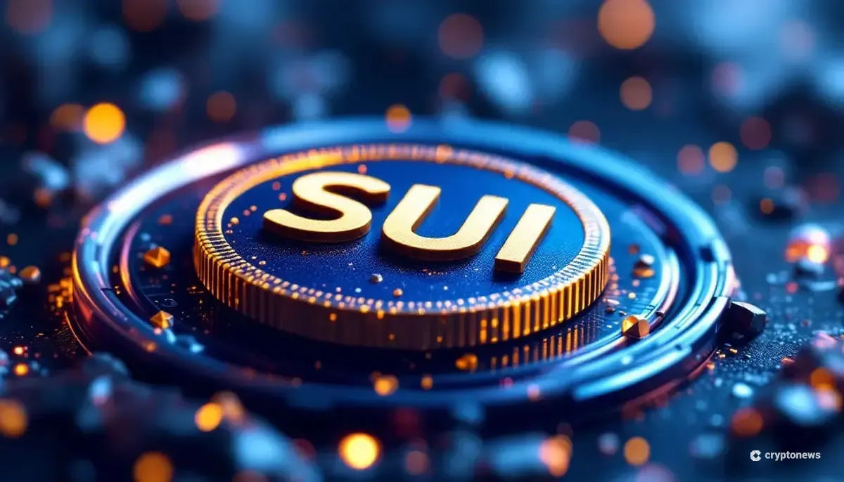 ナスダックに上場するMill City VenturesによるSUIトークンの大量取得を象徴する、結晶化するSUIのロゴ