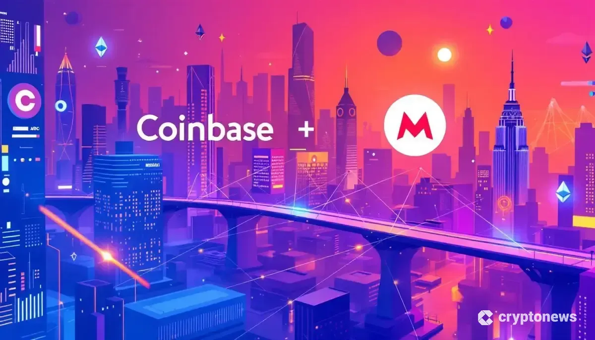 コインベースとMercuryoの提携を象徴するUSDC取引ネットワークのイメージ