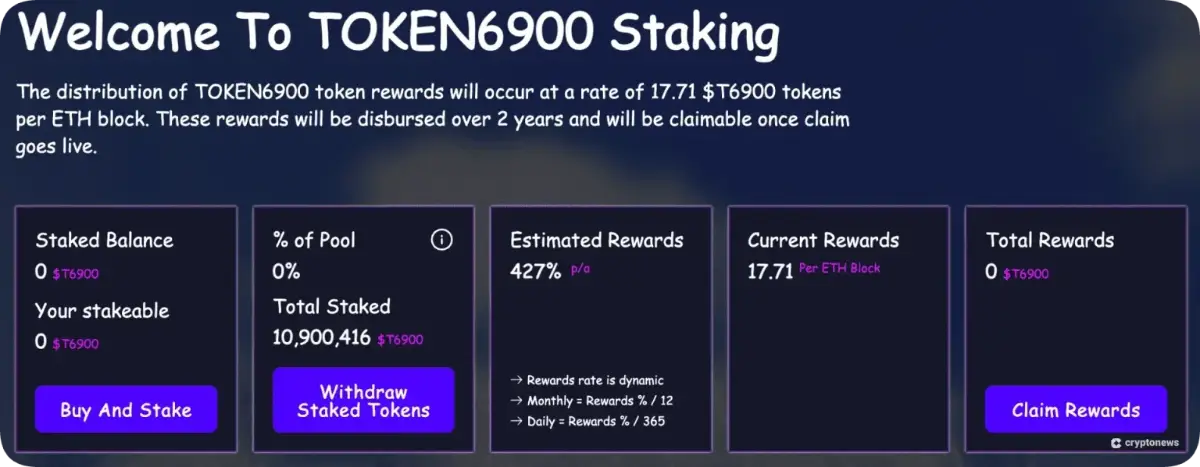 TOKEN6900(T6900)のステーキング