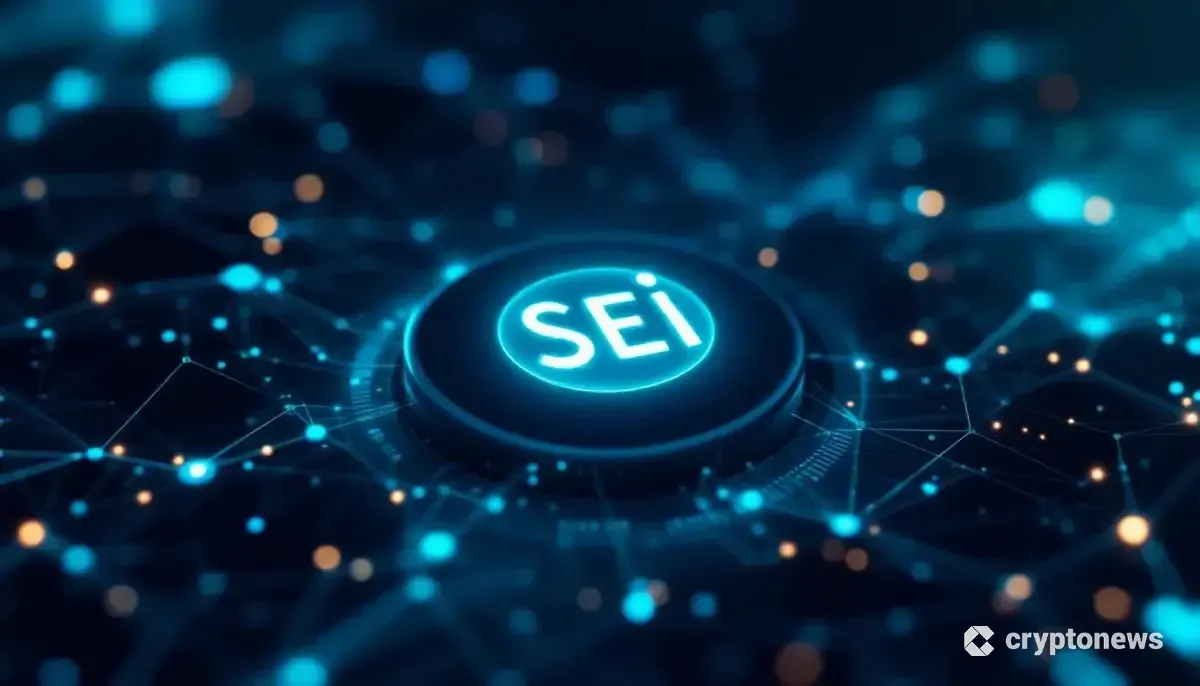 Sei（SEI）のロゴが浮かび上がる未来的な金融インターフェース